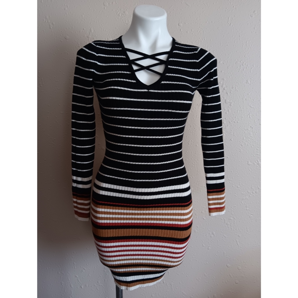 No Boundaries Striped Long Sleeve Dress